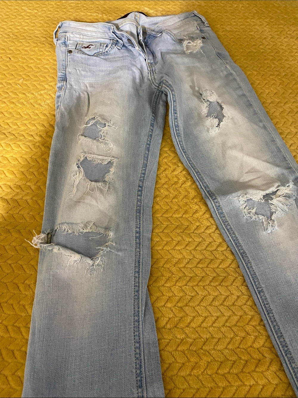 Hollister Light Wash Distressed Boyfriend Jeans